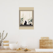Poster Minimalist Black Cat Aesthetic Neutral (Cuisine)
