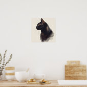 Poster Minimalist Black Cat Art Print (Cuisine)