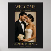 Poster Minimalist Black Photo Modern Wedding Welcome (Devant)