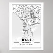 Poster Minimalist Black & White Bali City Map (Devant)