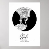 Poster Minimalist Black & White Bali City Map (Devant)