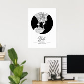 Poster Minimalist Black & White Bali City Map (Bureau à domicile)