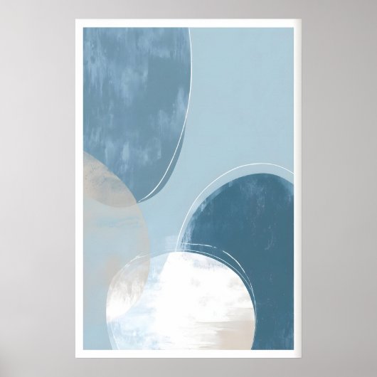 Poster Minimalist Blue Circle Art Print - Soft Brush (Devant)