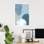 Poster Minimalist Blue Circle Art Print - Soft Brush (Bureau à domicile)