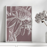 Poster Minimalist Botanical Floral Line Drawing Artwork<br><div class="desc">A lovely minimalist modern line drawing of a pretty flower in dusty plum</div>
