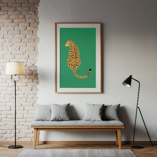 Poster Minimalist Cheetah Illustration Green
