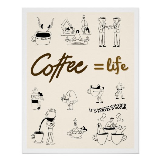 Poster Minimalist Coffee Illustration Aesthetic (Devant)