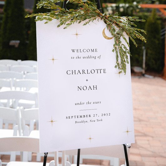 Poster Minimalist Elegant Celestial Wedding Welcome Sign