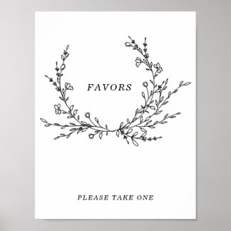 Poster Minimalist Floral Line Art Favors Sign