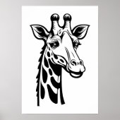 Poster Minimalist Giraffe Black and White  (Devant)
