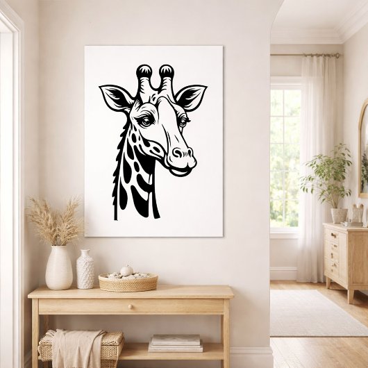 Poster Minimalist Giraffe Black and White 