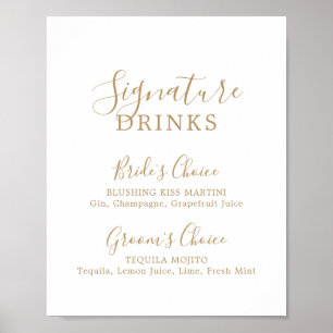 Poster Minimalist Gold Signature Drinks Sign