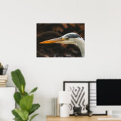 Poster Minimalist Grey Heron Profile Fine Art Print (Bureau à domicile)