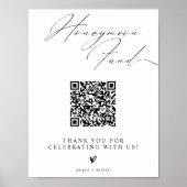 Poster Minimalist Honeymoon Fund Sign with QR Code (Devant)