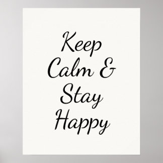 Poster Minimalist Keep Calm & Stay Happy Typography Wall 