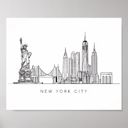 Poster Minimalist New York City Skyline Line Art