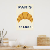 Poster Minimalist Paris France Croissant French Bakery (Cuisine)