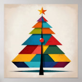 Poster Minimalist Pop Art Geometric Christmas Tree (Devant)