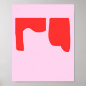 Poster Minimalist Red Abstract Shapes Pink (Devant)