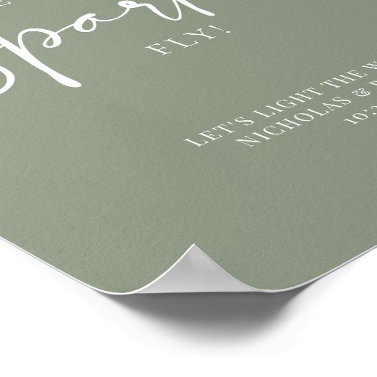 Poster Minimalist Sage Green Wedding Sparkler Send Off (Coin)