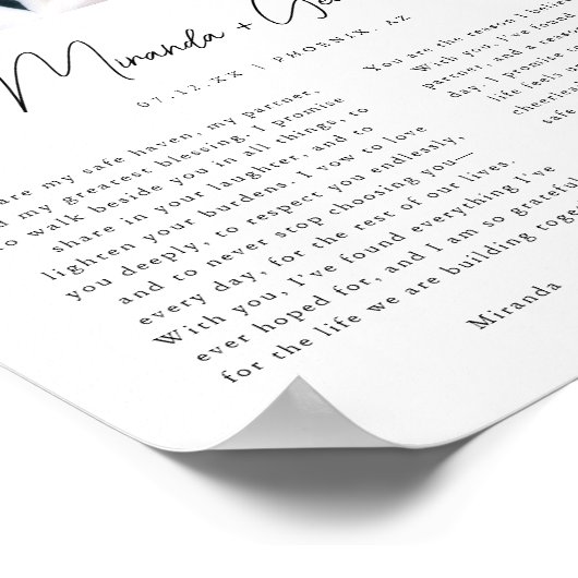 Poster Minimalist Script 3-Photo Custom Wedding Vows (Coin)