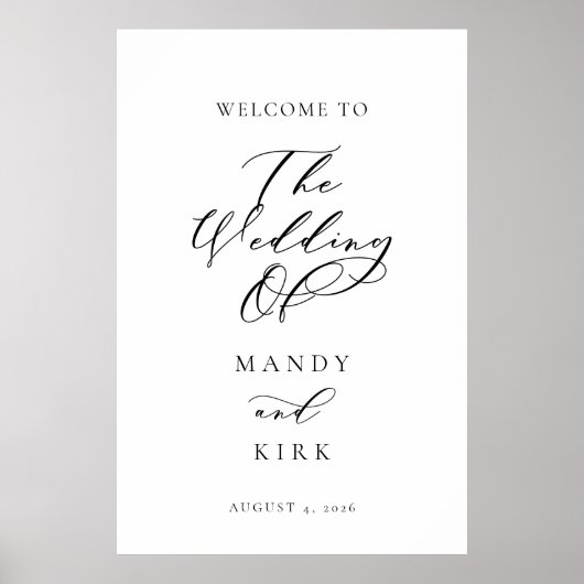 Poster Minimalist Script Wedding Welcome Sign Banner (Devant)