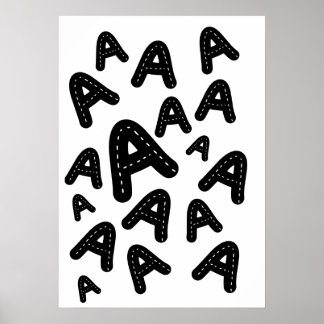 Poster Minimalist Stitched Monogram A - Geometric Pattern