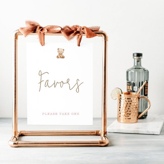 Poster Minimalist Teddy Bear Baby Shower Favors