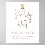 Poster Minimalist Teddy Bear Baby Shower Welcome (Devant)