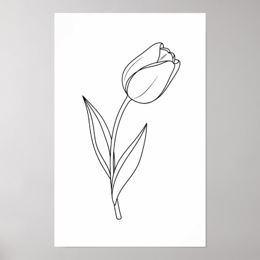 Poster Minimalist Tulip Line Drawing (Devant)