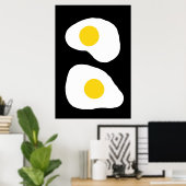 Poster Minimalist Two Fried Eggs Kitchen Art (Bureau à domicile)
