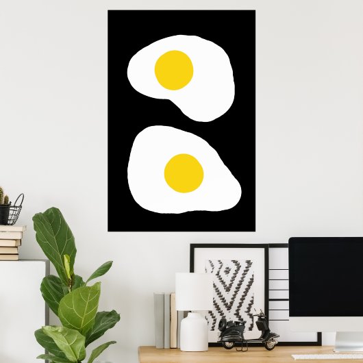 Poster Minimalist Two Fried Eggs Kitchen Art (Bureau à domicile)