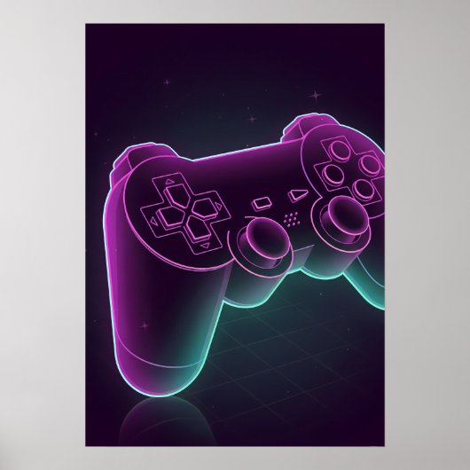 Poster Minimalist Vaporwave Gaming Controller (Devant)