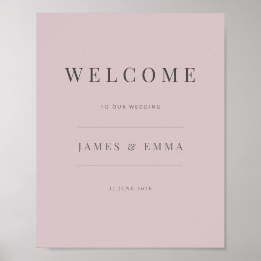 Poster Minimalist Welcome Sign | Dusky Rose (Devant)