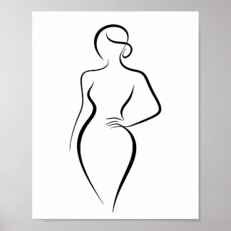 Poster Minimaliste Abstrait Femme Corps Ligne Art Silhoue