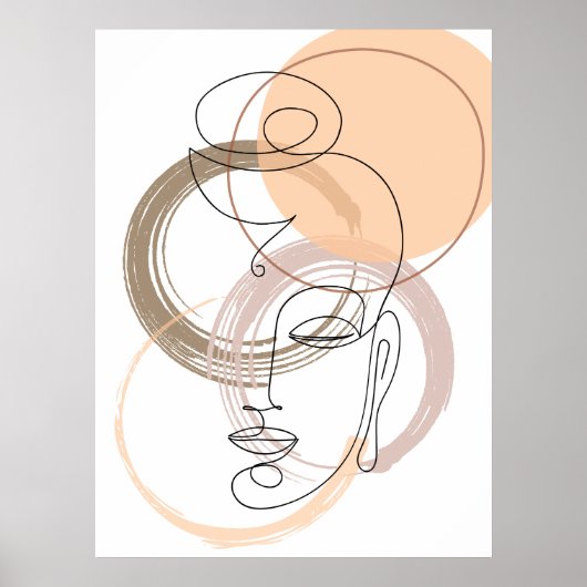 Poster minimaliste Abstrait Line Budha (Devant)
