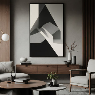 Poster Minimaliste Abstrait Noir Blanc Gris