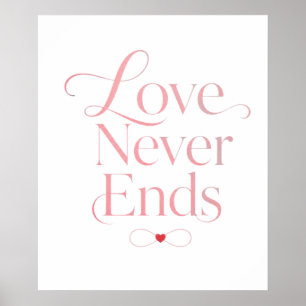 Poster Minimaliste Amour Ne Finit Jamais Rose Gold Typogr