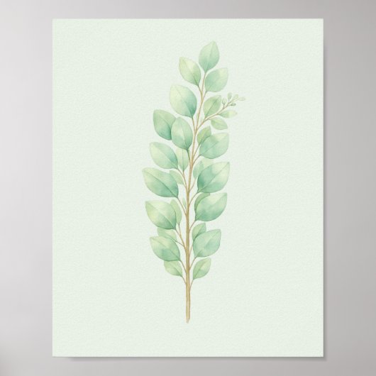 Poster Minimaliste Aquarelle Feuillage Botanique (Devant)