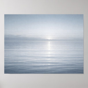 Poster Minimaliste Calme Horizon de l'océan bleu Soleil R