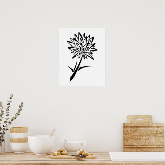 Poster minimaliste Dandelion tatouage Impression (Cuisine)