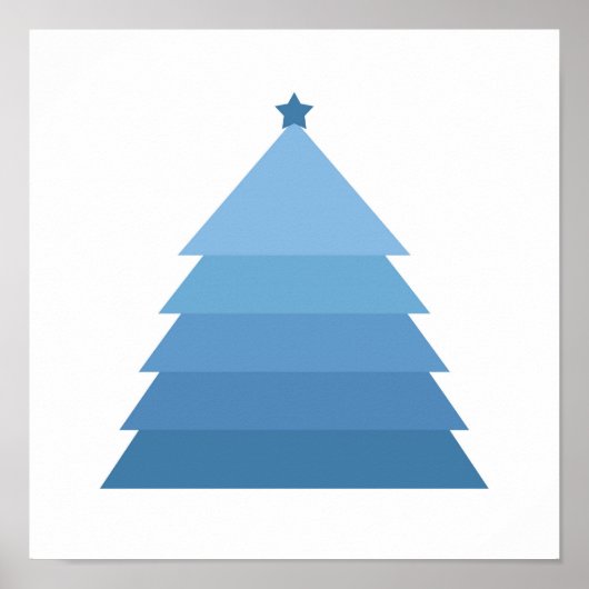 Poster minimaliste d'arbre de Noël bleu (Devant)
