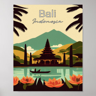 Poster minimaliste d'art Vintage Bali Indonésie
