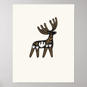 Poster minimaliste de cerfs en crèche