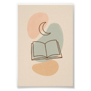 Poster minimaliste de la lune et du livre