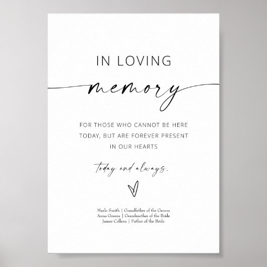 Poster Minimaliste en mémoire d'amour Signer pour Mariage (Devant)