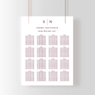 Poster Minimaliste et Chic Plan de table de mariage bor