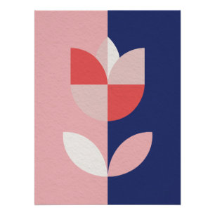 Poster Minimaliste Fleur de Tulipe Géométrique Scandinave
