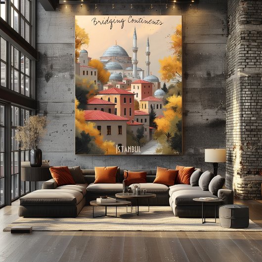 Poster Minimaliste Istanbul Skyline - Mur d'art turc