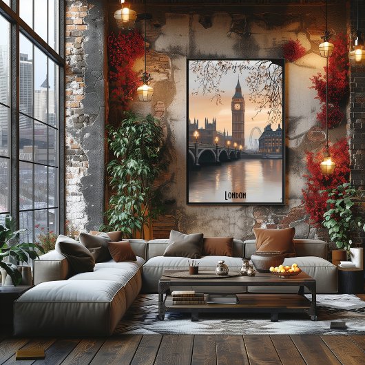 Poster Minimaliste Londres Skyline - tons doux Art britan